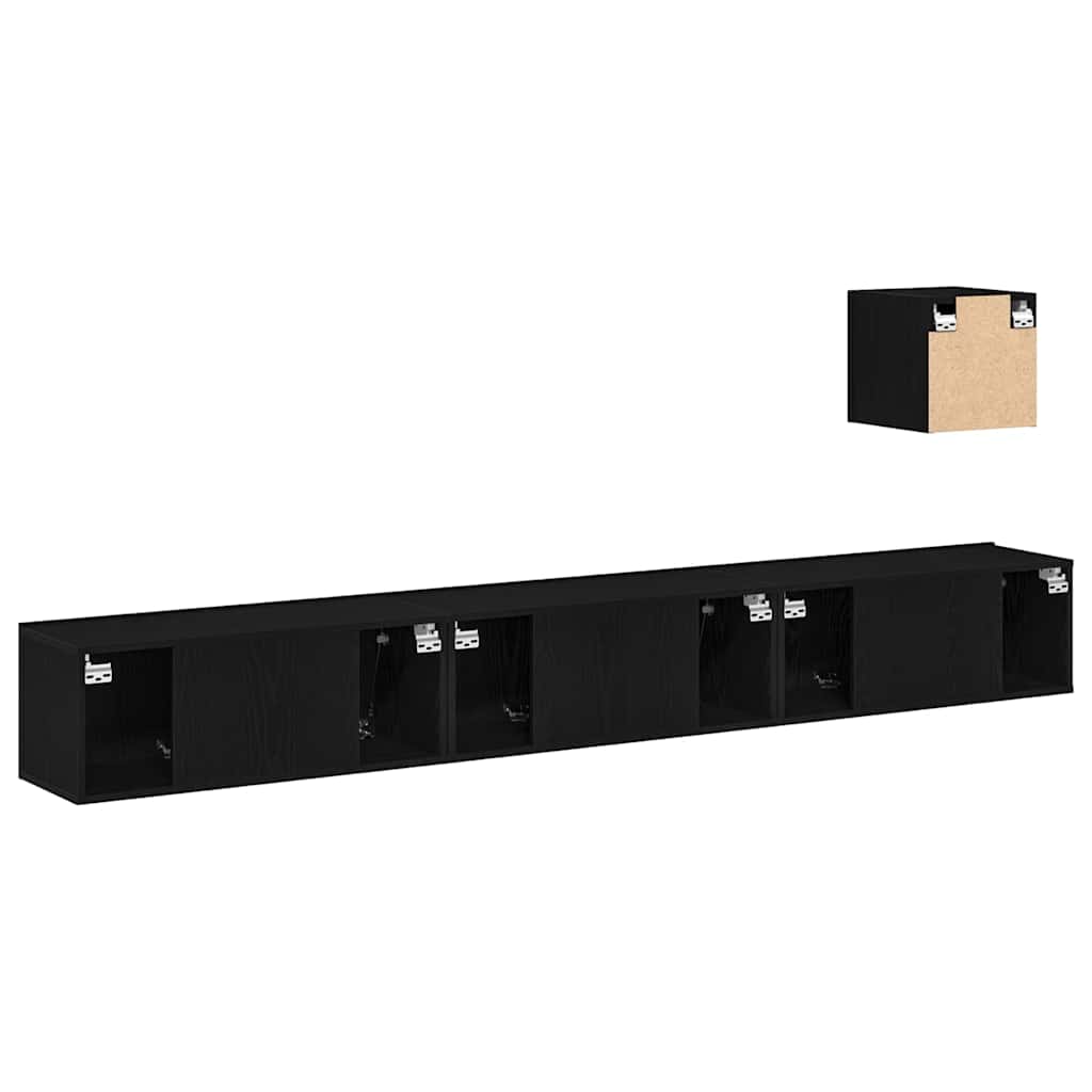 Set mobile TV Montaggio a parete Rovere Nero Legno multistrato