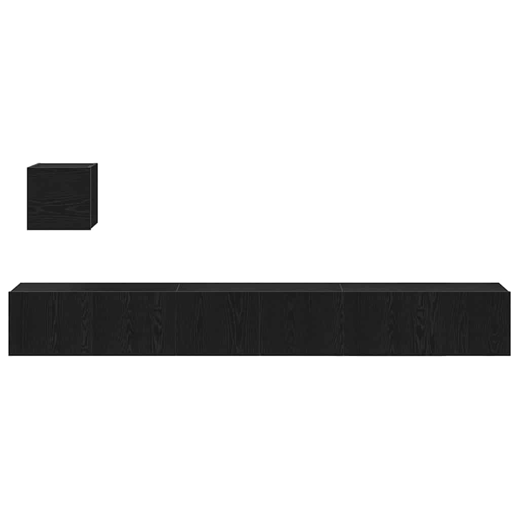 Set mobile TV Montaggio a parete Rovere Nero Legno multistrato