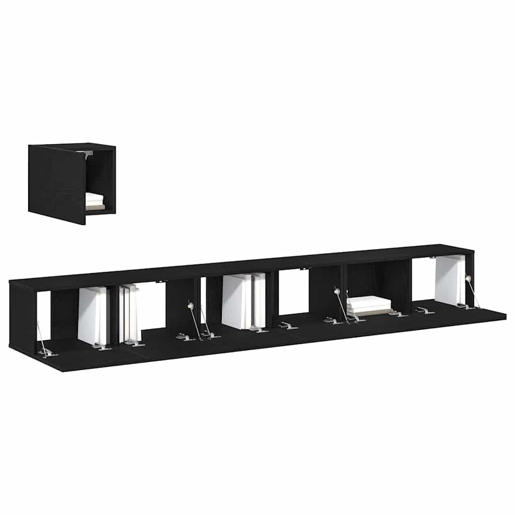 Set mobile TV Montaggio a parete Rovere Nero Legno multistrato