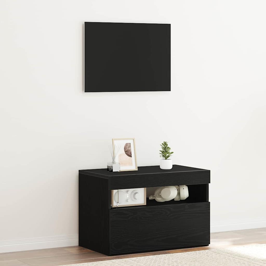 Armadio da Notte Rovere Nero 60 x 35 x 40 cm Legno multistrato