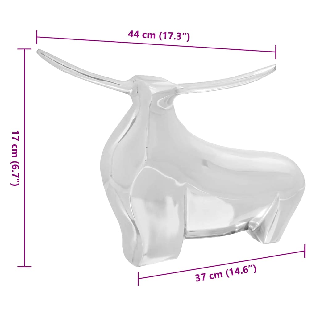 Scultura di toro Argento 37 x 44 x 17 cm Alluminio