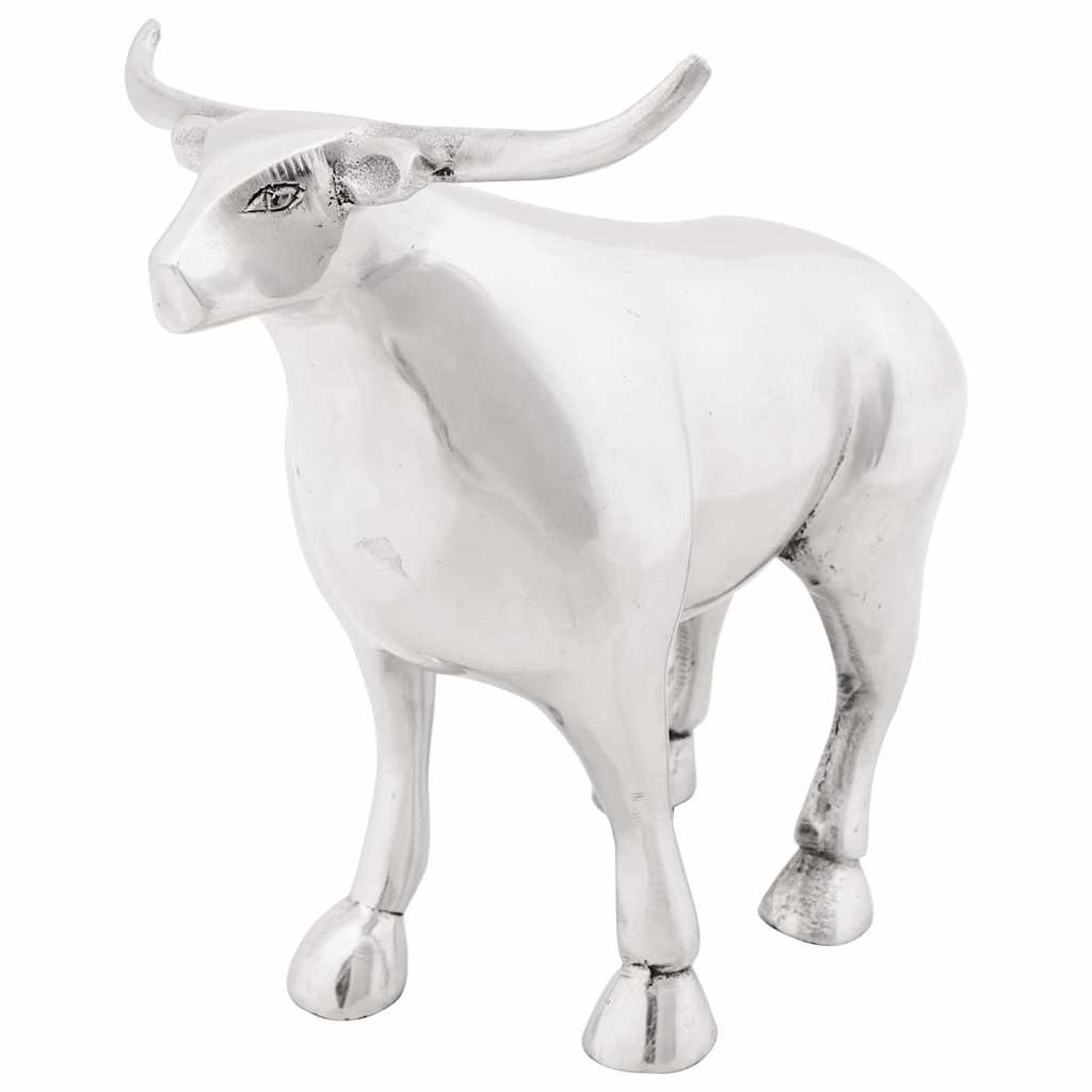 Scultura di toro Argento 20 x 17 x 23 cm Alluminio