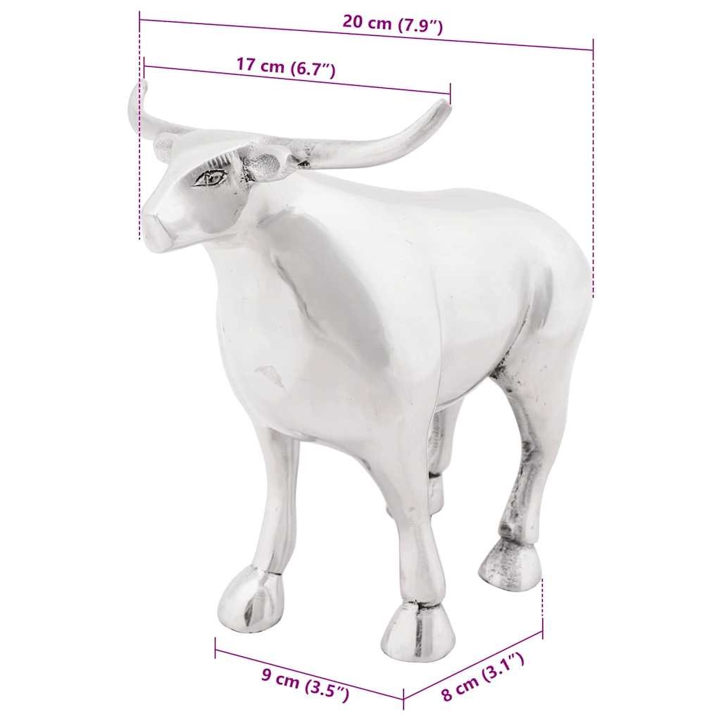 Scultura di toro Argento 20 x 17 x 23 cm Alluminio