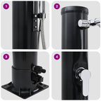 Doccia Solare da Esterno Nero 217 cm PVC e Alluminio