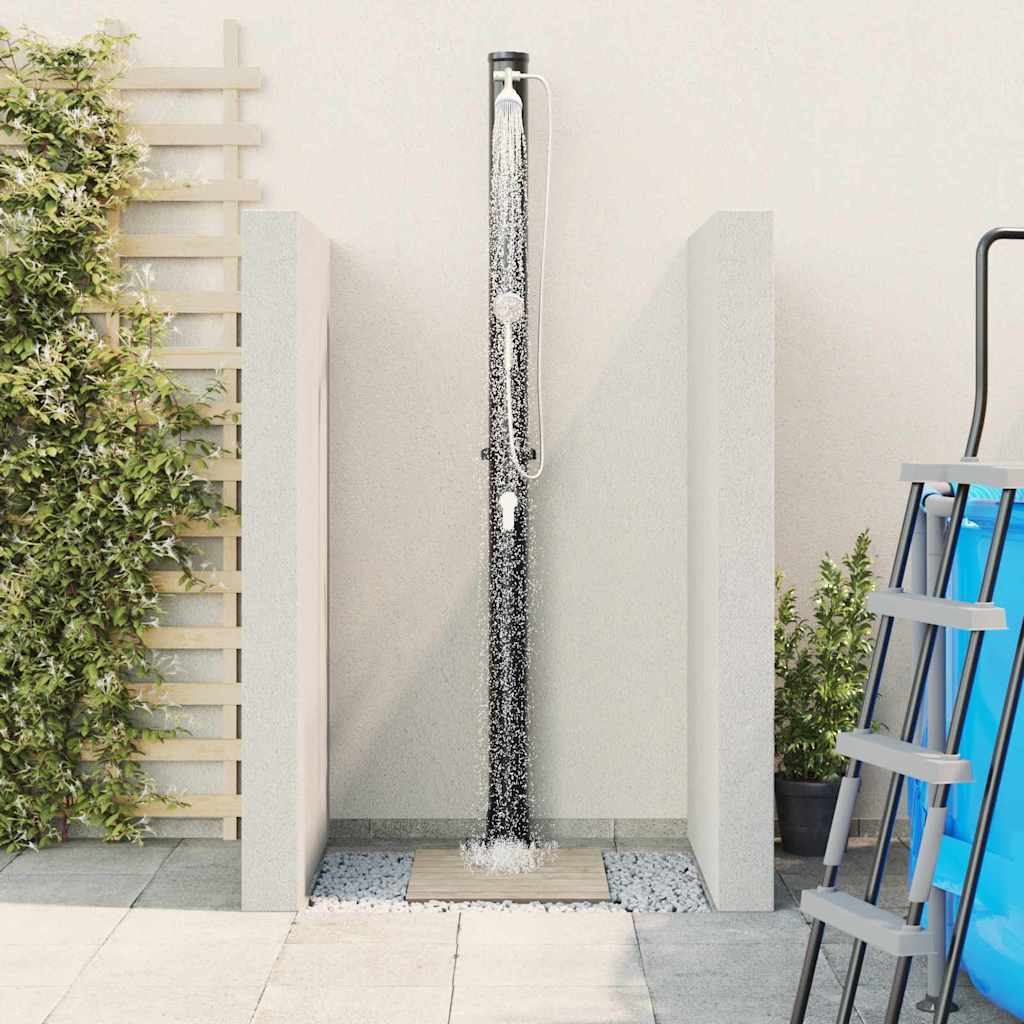 Doccia Solare da Esterno Nero 217 cm PVC e Alluminio