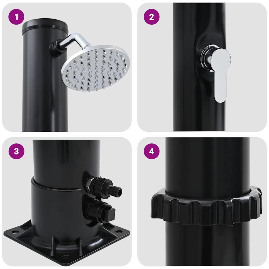 Doccia Solare da Esterno Nero 217 cm PVC e Alluminio