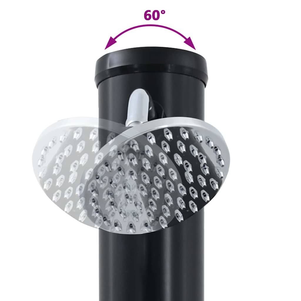 Doccia Solare da Esterno Nero 217 cm PVC e Alluminio