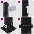 Doccia Solare da Esterno Nero 217 cm PVC e Alluminio
