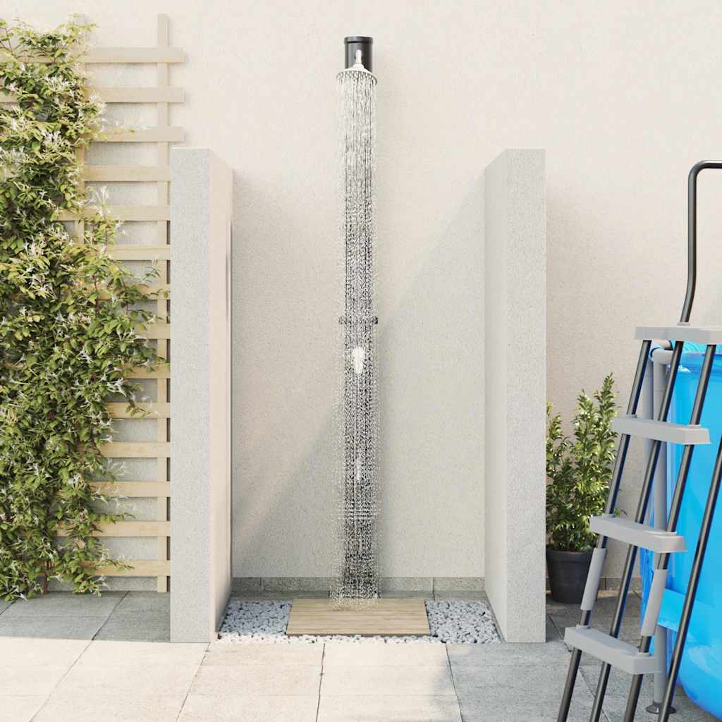 Doccia Solare da Esterno Nero 217 cm PVC e Alluminio