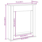 Cornice per Camino Rovere Nero 75x20x87,5 cm in Truciolato