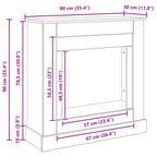 Cornice per Camino Rovere Nero 90x30x90 cm in Truciolato