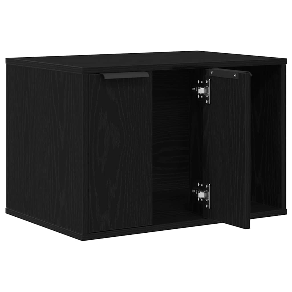 Lettiera per gatti in rovere nero 60x40x40 cm in legno ingegnerizzato
