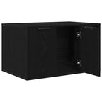 Lettiera per gatti in rovere nero 80x50x45 cm in legno ingegnerizzato