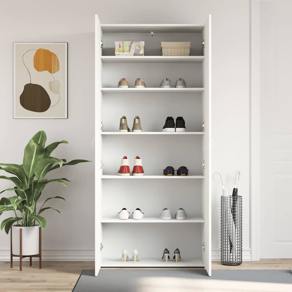Mobile per scarpe Bianco 80 x 35.5 x 180 cm Legno multistrato