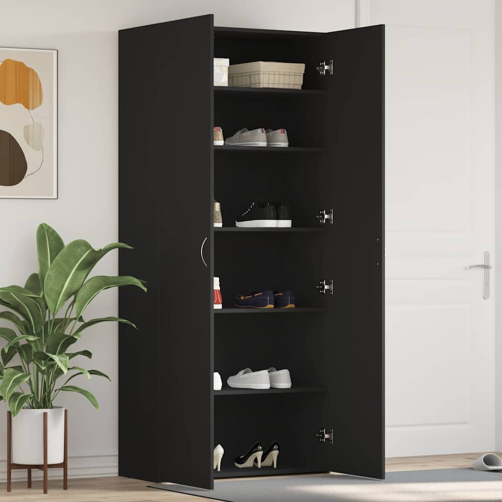 Mobile per scarpe Nero 80 x 35.5 x 180 cm Legno multistrato