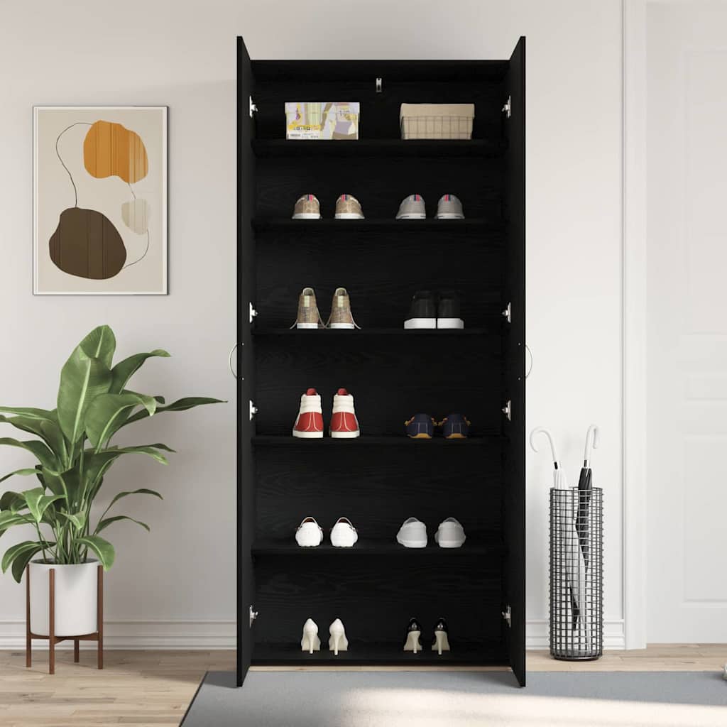Mobile per scarpe Nero 80 x 35.5 x 180 cm Legno multistrato