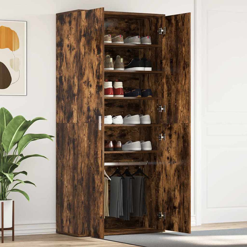 Mobile per scarpe con lo scaffale Rovere fumé 80 x 39 x 178 cm
