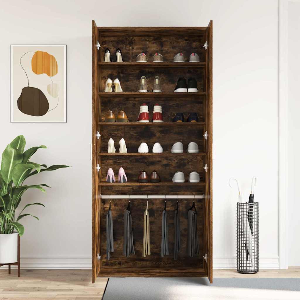 Mobile per scarpe con lo scaffale Rovere fumé 80 x 39 x 178 cm