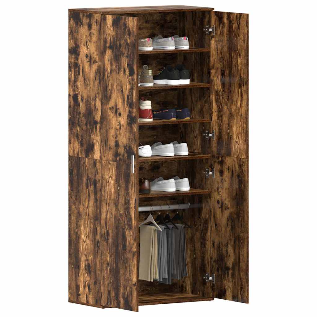 Mobile per scarpe con lo scaffale Rovere fumé 80 x 39 x 178 cm