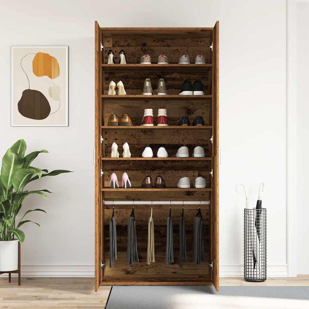 Mobile per scarpe con porta Legno vecchio 80 x 39 x 178 cm