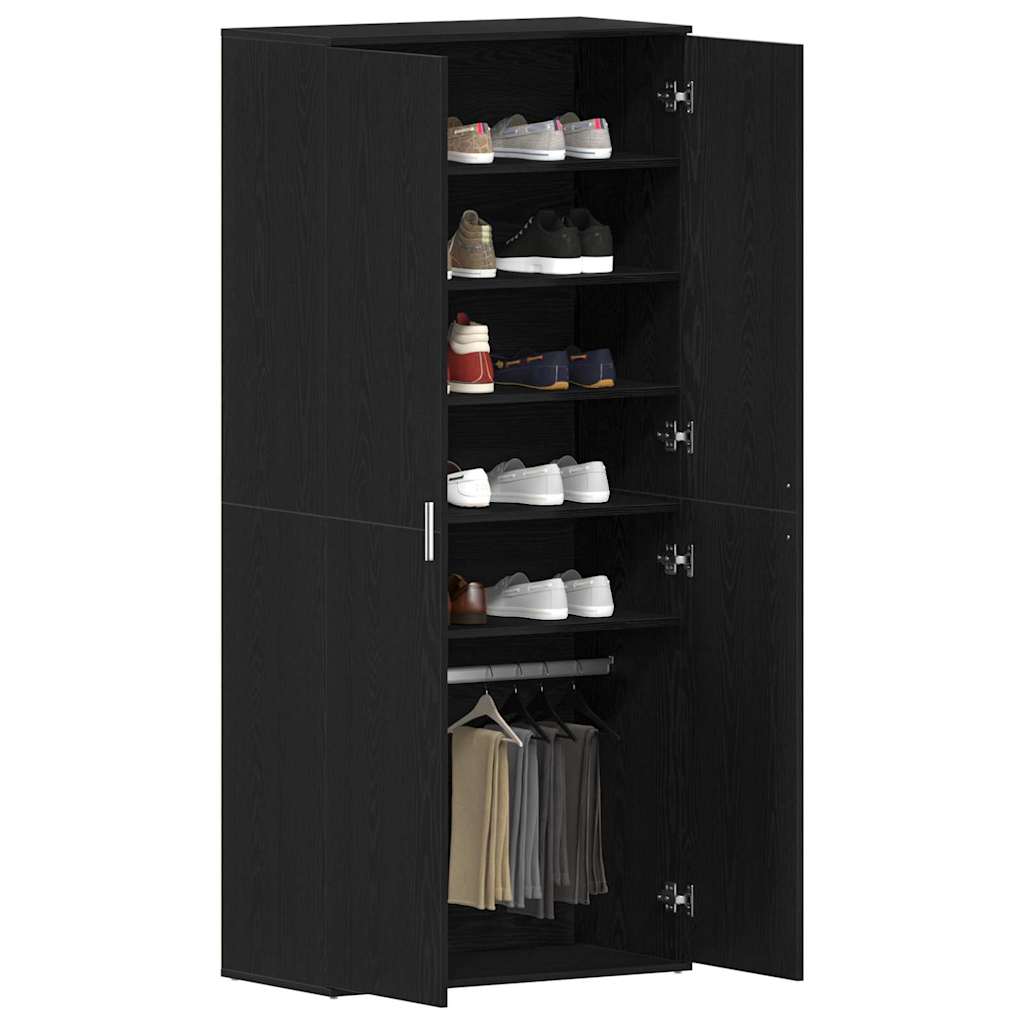 Mobile per scarpe con lo scaffale Rovere Nero 80 x 39 x 178 cm