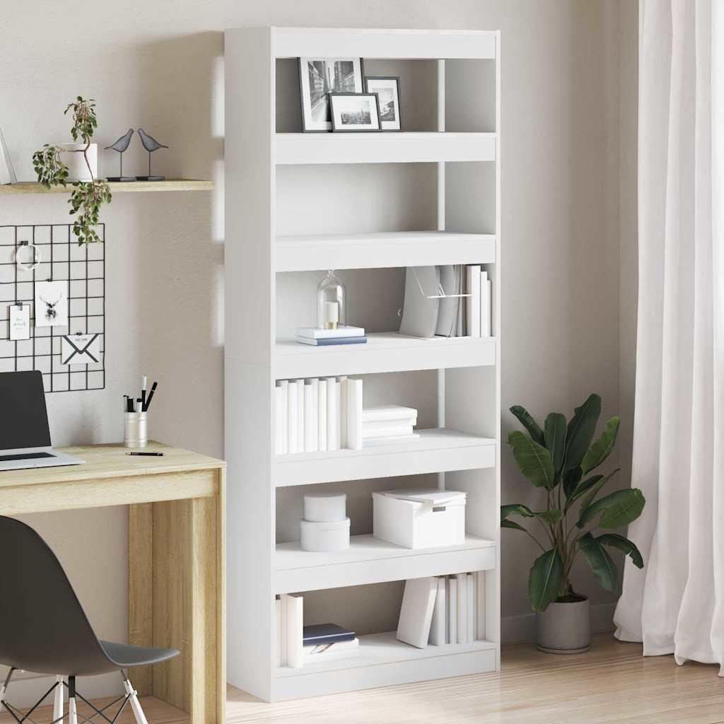 Armadio per Libri Bianco 80 x 30 x 198 cm Legno multistrato