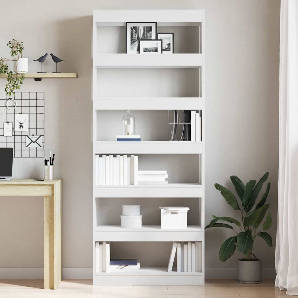 Armadio per Libri Bianco 80 x 30 x 198 cm Legno multistrato
