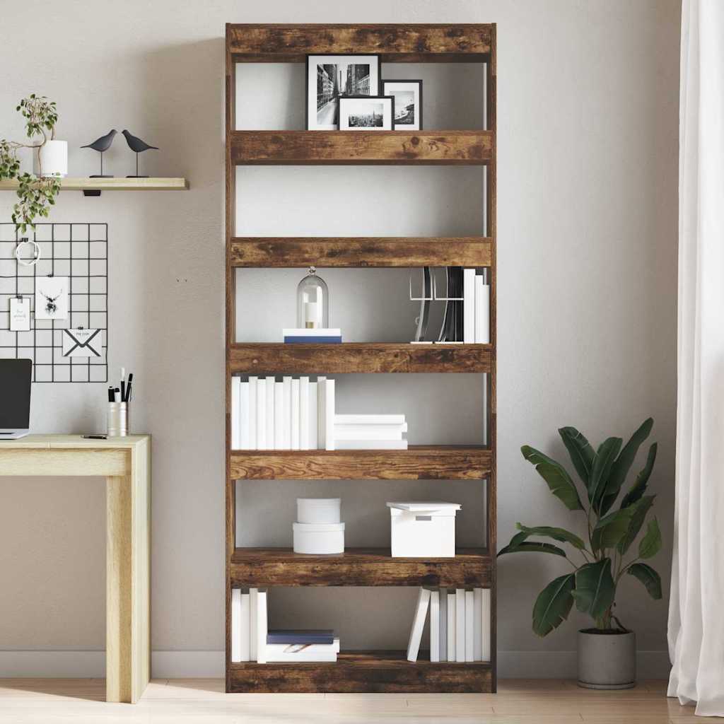 Armadio per Libri con lo scaffale Rovere fumé 80 x 30 x 198 cm