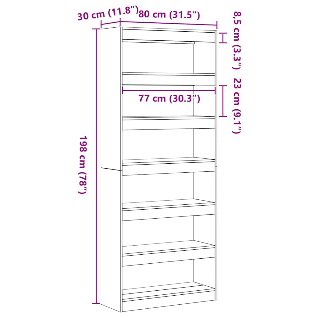 Armadio per Libri Rovere artigianale 80 x 30 x 198 cm