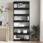 Armadio per Libri con lo scaffale Rovere Nero 80 x 30 x 198 cm