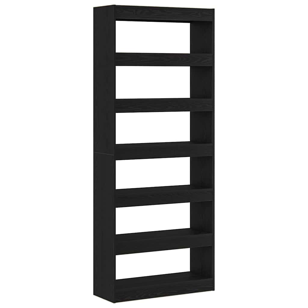 Armadio per Libri con lo scaffale Rovere Nero 80 x 30 x 198 cm