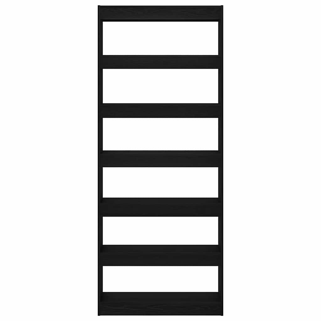 Armadio per Libri con lo scaffale Rovere Nero 80 x 30 x 198 cm