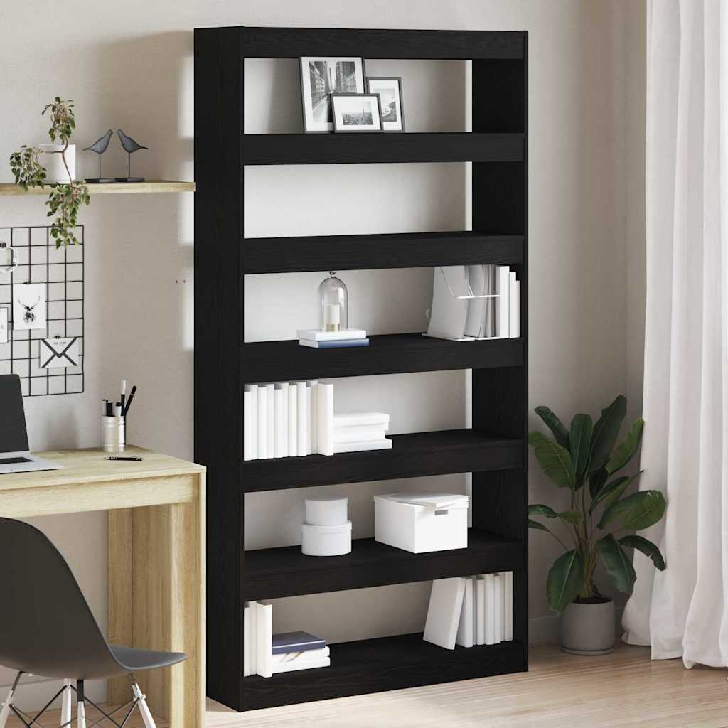Armadio per Libri Rovere Nero 100 x 30 x 198 cm