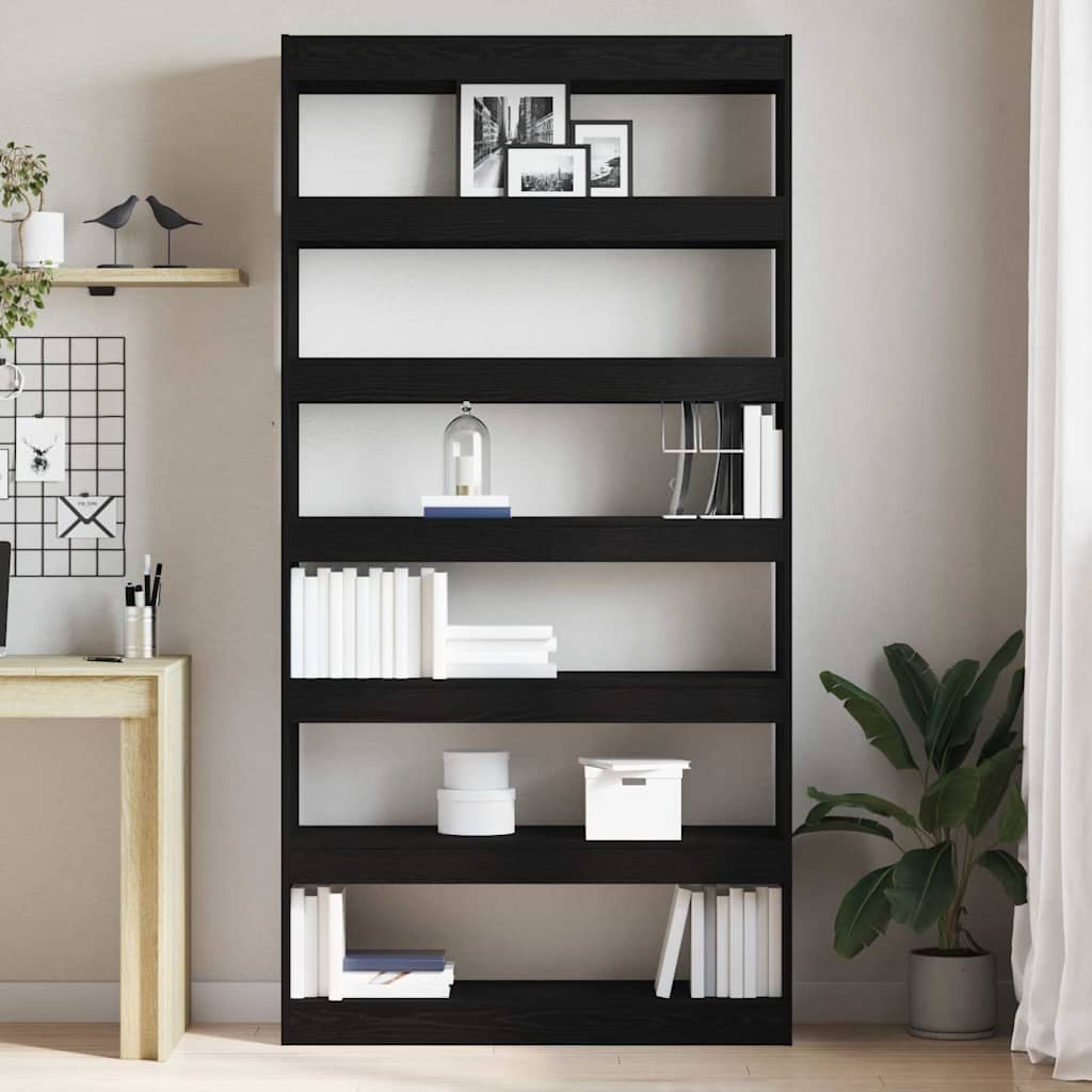 Armadio per Libri Rovere Nero 100 x 30 x 198 cm