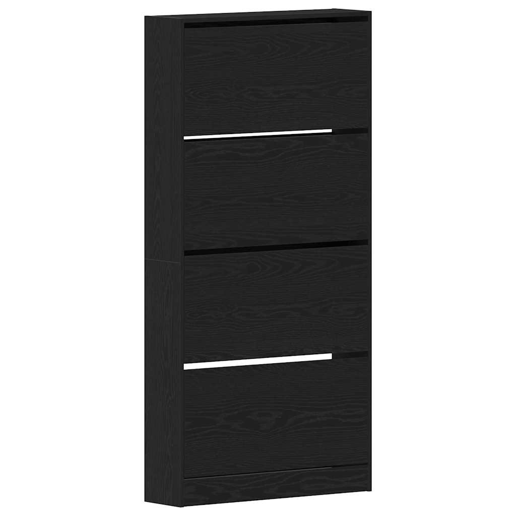 Mobile per scarpe con porta Rovere Nero 80 x 21 x 163,5 cm