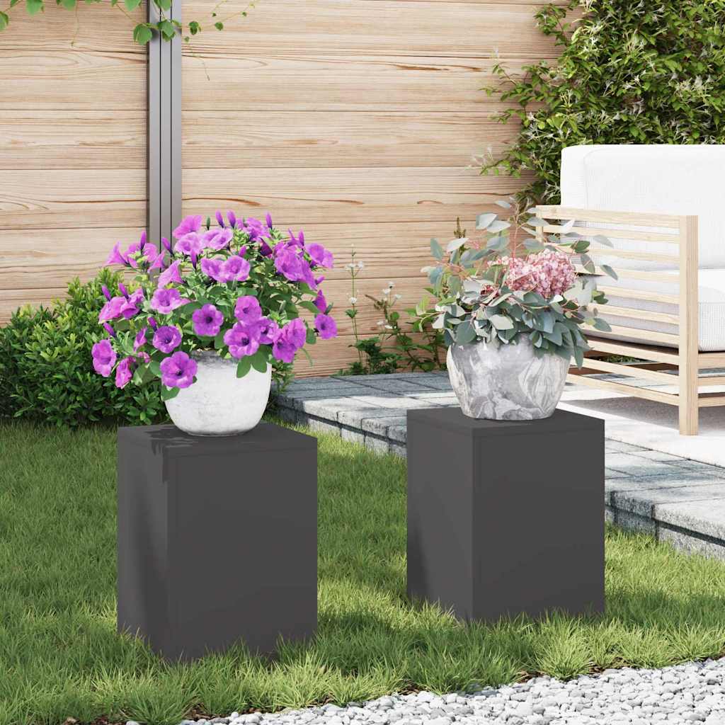 Supporto per piante 2 pcs Nero 24 x 24 x 35 cm Acciaio
