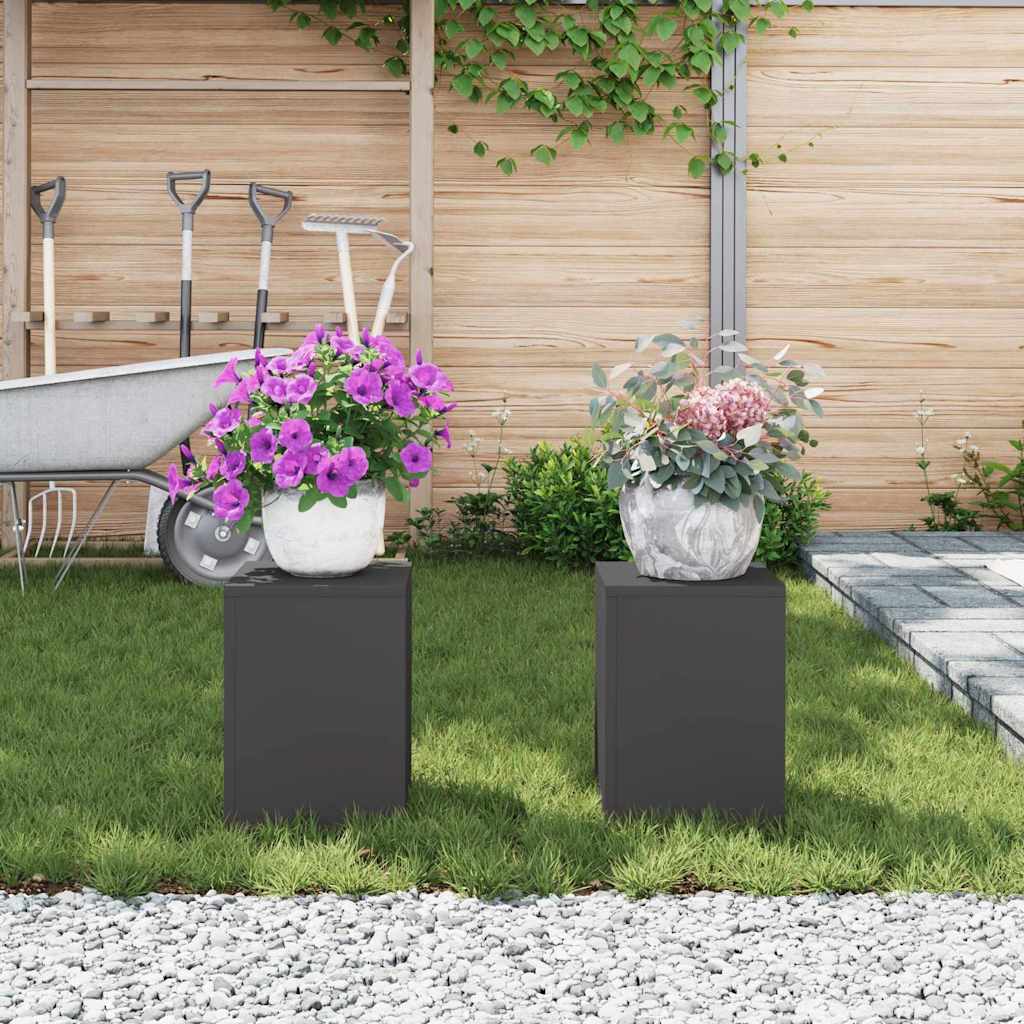Supporto per piante 2 pcs Nero 24 x 24 x 35 cm Acciaio