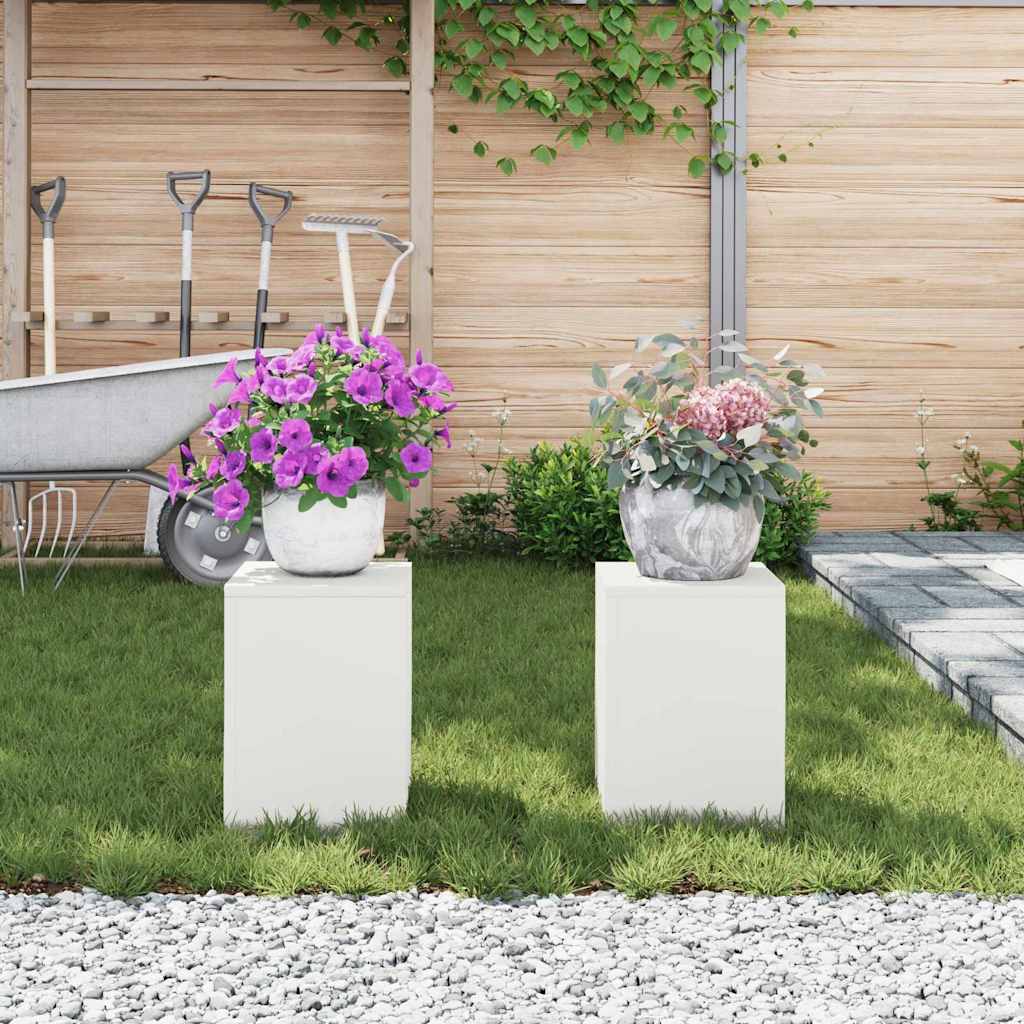 Supporto per piante 2 pcs Bianco 24 x 24 x 35 cm Acciaio