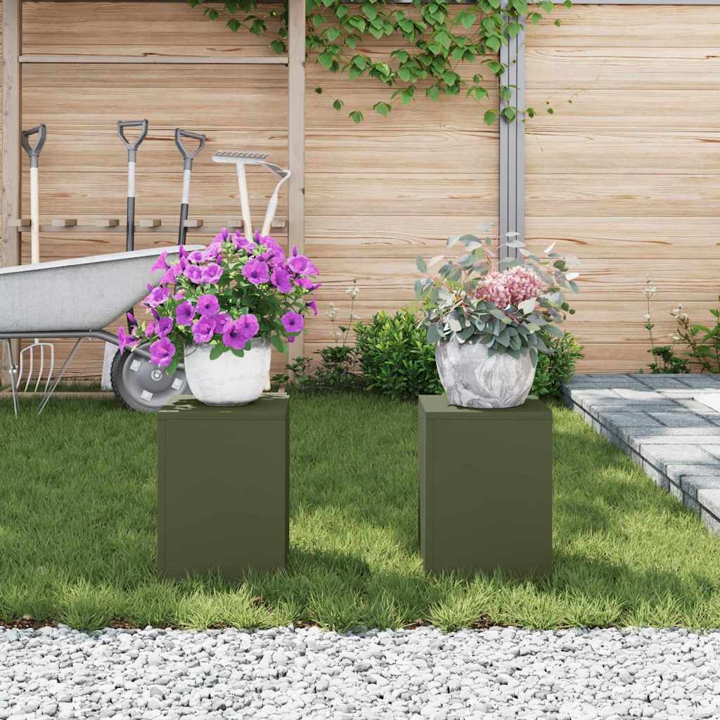 Supporto per piante 2 pcs Oliver verde 24 x 24 x 35 cm Acciaio