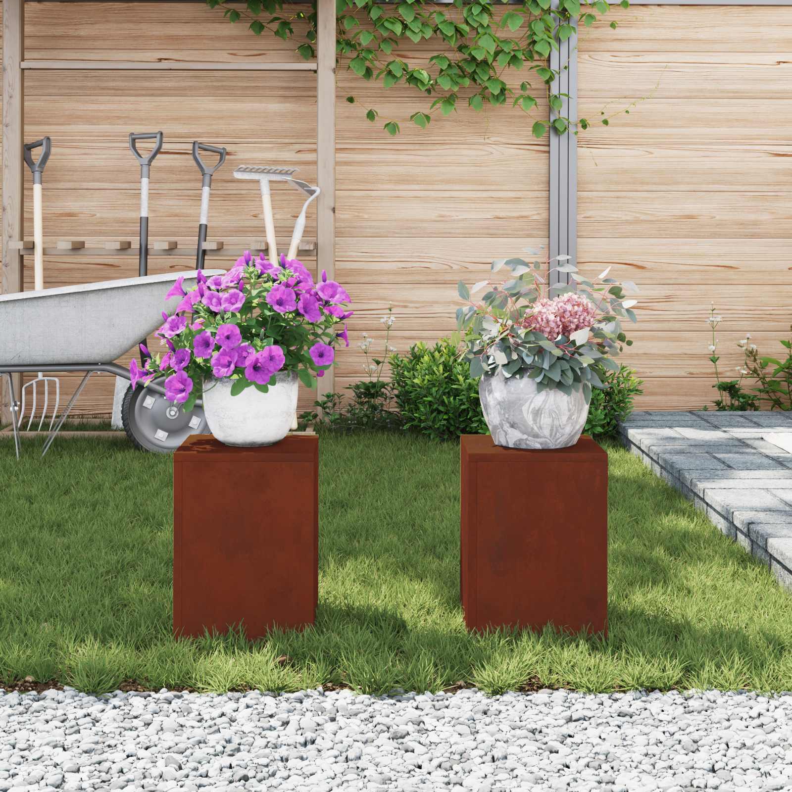 Supporto per piante 2 pcs Ruggine 24 x 24 x 35 cm
