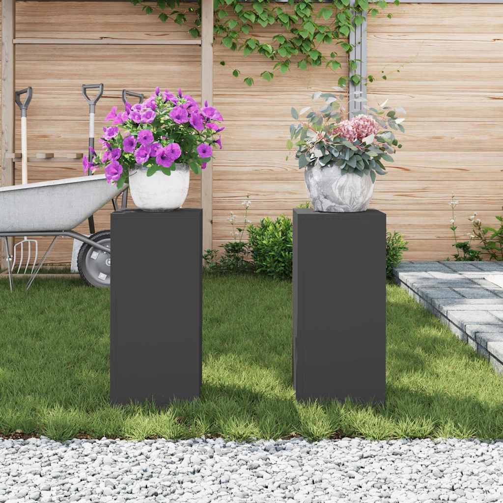 Supporto per piante 2 pcs Nero 24 x 24 x 55 cm Acciaio