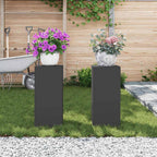 Supporto per piante 2 pcs Nero 24 x 24 x 55 cm Acciaio