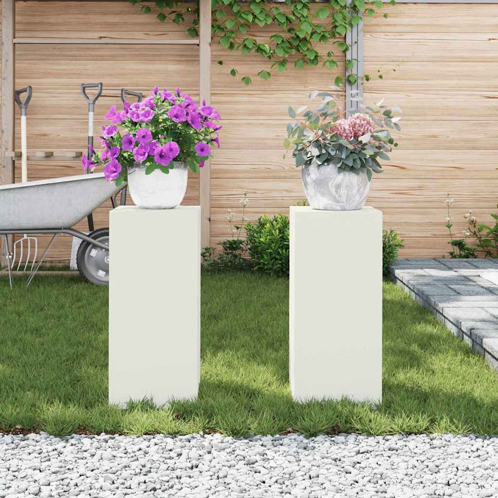 Supporto per piante 2 pcs Bianco 24 x 24 x 55 cm Acciaio