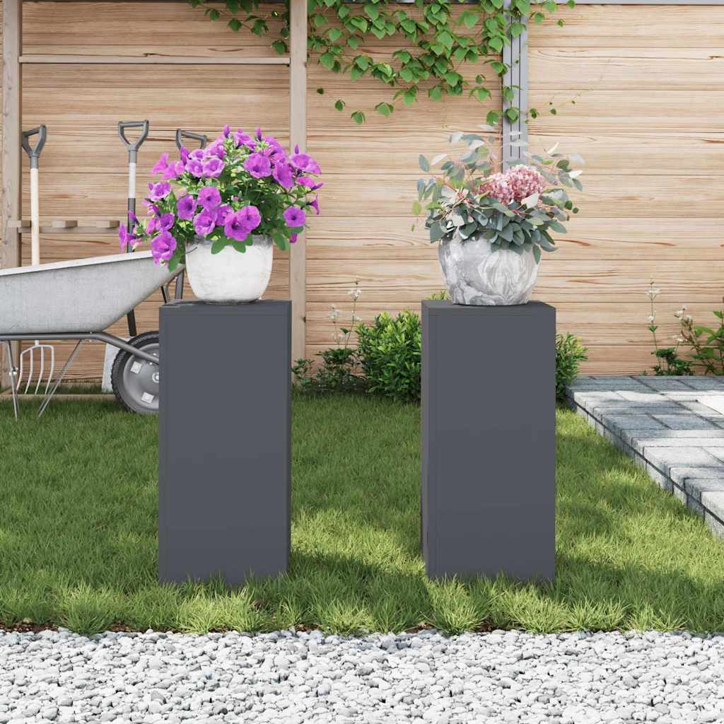 Supporto per piante 2 pcs Antracite 24 x 24 x 55 cm Acciaio