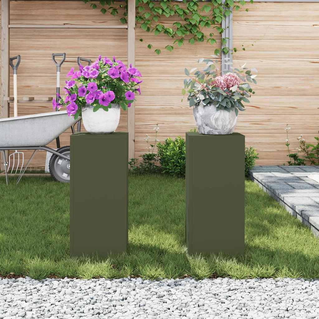 Supporto per piante 2 pcs Oliver verde 24 x 24 x 55 cm Acciaio