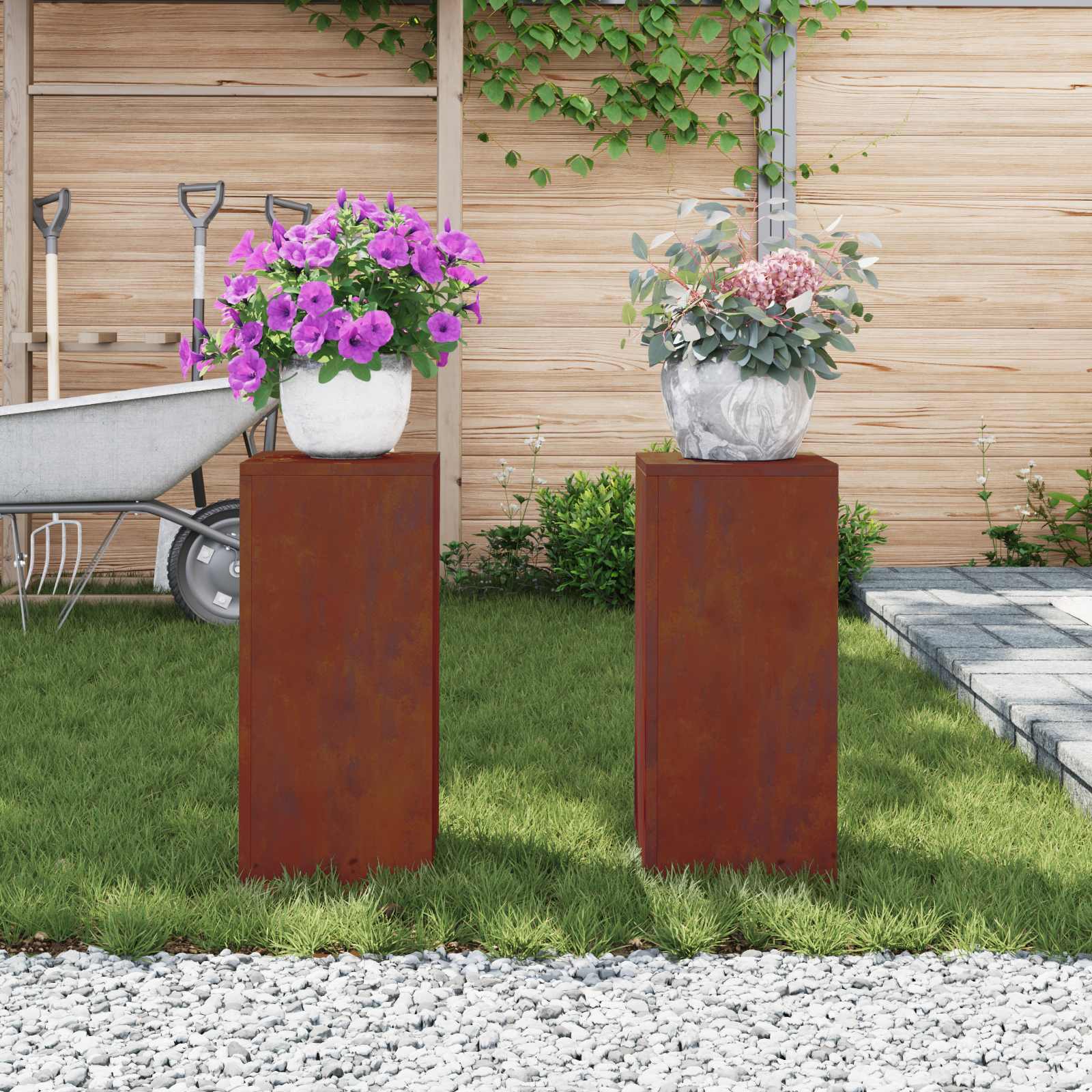 Supporto per piante 2 pcs Ruggine 24 x 24 x 55 cm