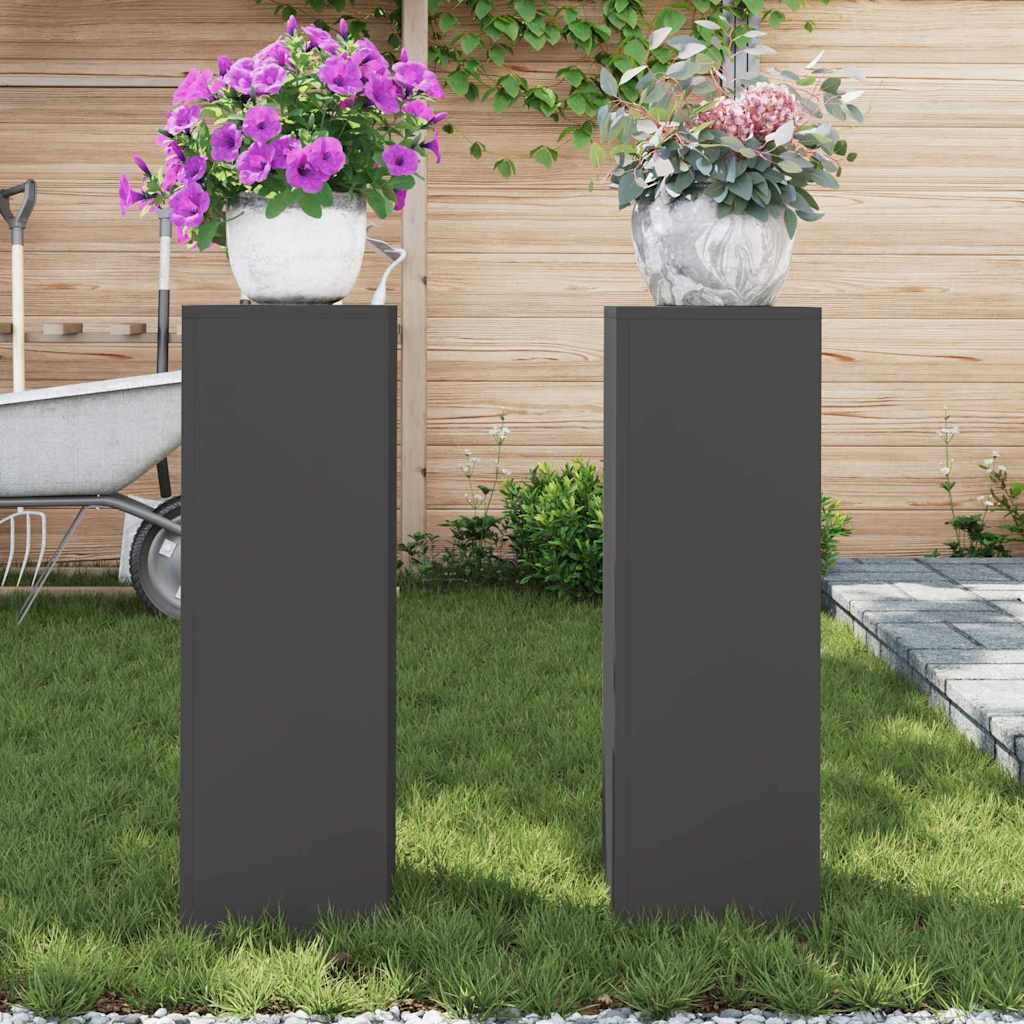 Supporto per piante 2 pcs Nero 24 x 24 x 75 cm Acciaio