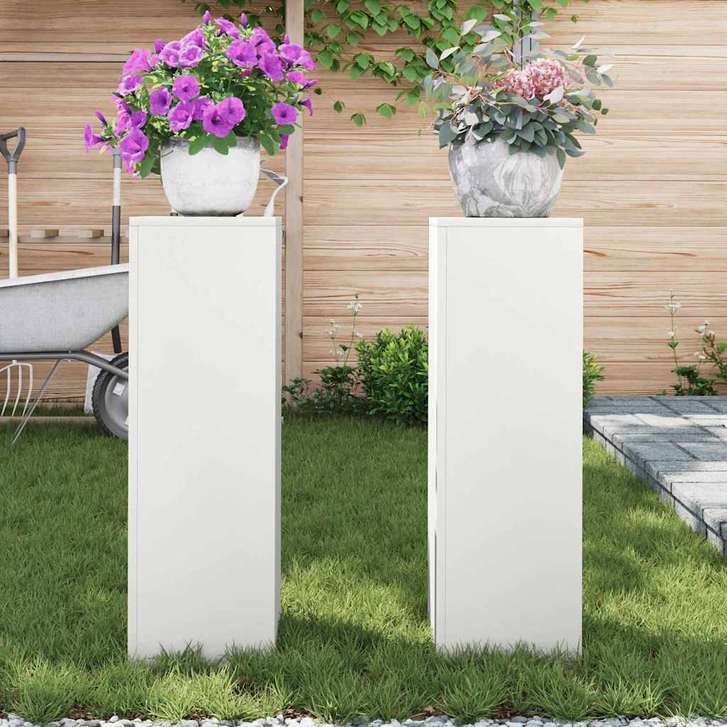Supporto per piante 2 pcs Bianco 24 x 24 x 75 cm Acciaio