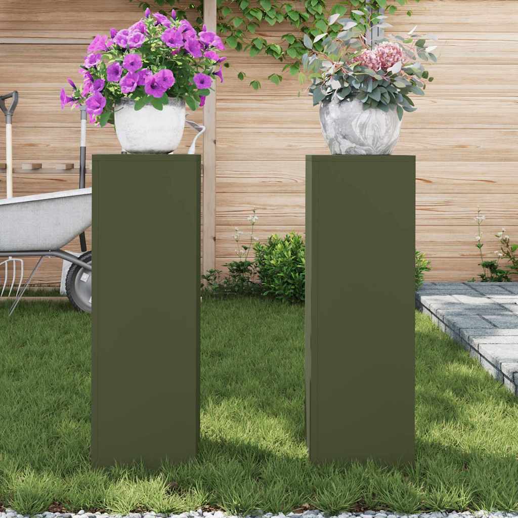 Supporto per piante 2 pcs Oliver verde 24 x 24 x 75 cm Acciaio