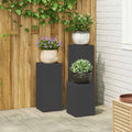 Supporto per piante 3 pcs Nero Acciaio
